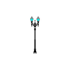 El Paso Plaza-18 Series Base w/ El Paso Plaza Series Twin Arms & Plaza 2014-425 Luminaires