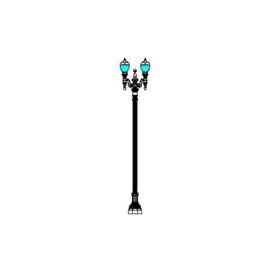 El Paso Plaza-24 Series Base w/ El Paso Plaza Series Twin Arms & Plaza 2014-425 Luminaires